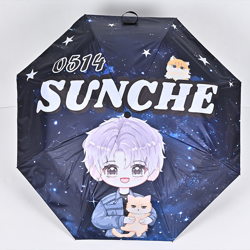 Prilagođeni kišobran s tiskom, automatsko otvaranje, poluautomatno zatvaranje, okvir s 8 rebara, željezna šipka, tkanina 190T