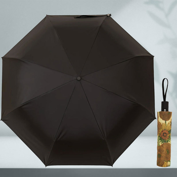 Umbrelă de publicitate cu motiv floarea soarelui, stil chinezesc, deschidere/închidere manuală, cadru din aliaj cu 8 brațe, țesătură 190T, mâner din plastic, personalizare logo
