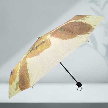 Umbrelă de publicitate cu motiv floarea soarelui, stil chinezesc, deschidere/închidere manuală, cadru din aliaj cu 8 brațe, țesătură 190T, mâner din plastic, personalizare logo