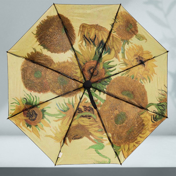 Umbrelă de publicitate cu motiv floarea soarelui, stil chinezesc, deschidere/închidere manuală, cadru din aliaj cu 8 brațe, țesătură 190T, mâner din plastic, personalizare logo