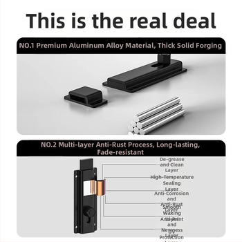 Zăvor pentru ușă din aliaj de aluminiu, anti-furt, fără găuri, pentru uși de cameră și baie (Model LL-LHJCX2024823, Brand The First Force)