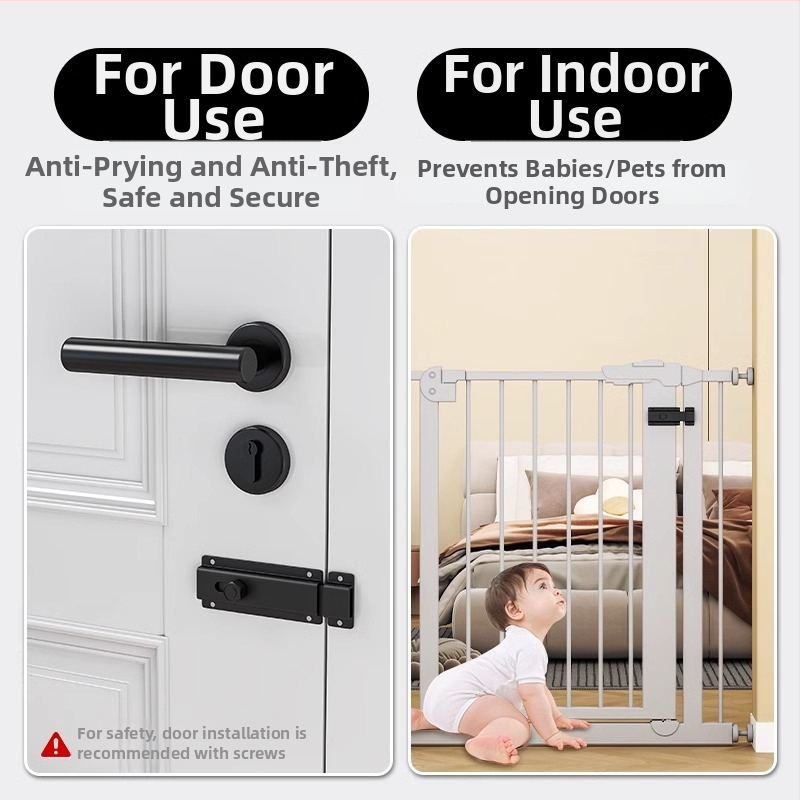 Zăvor pentru ușă din aliaj de aluminiu, anti-furt, fără găuri, pentru uși de cameră și baie (Model LL-LHJCX2024823, Brand The First Force)