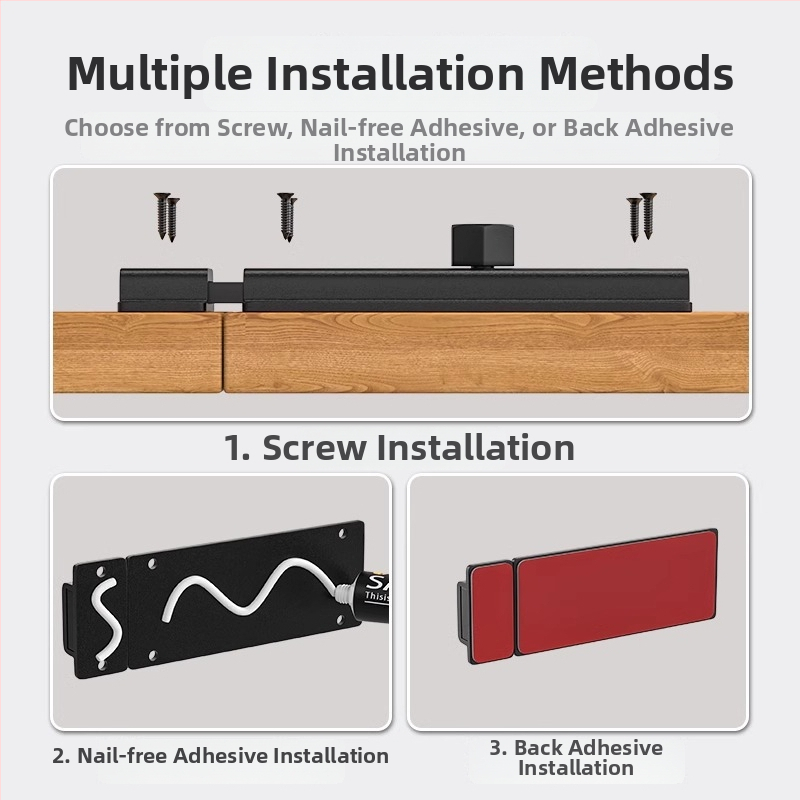 Zăvor pentru ușă din aliaj de aluminiu, anti-furt, fără găuri, pentru uși de cameră și baie (Model LL-LHJCX2024823, Brand The First Force)
