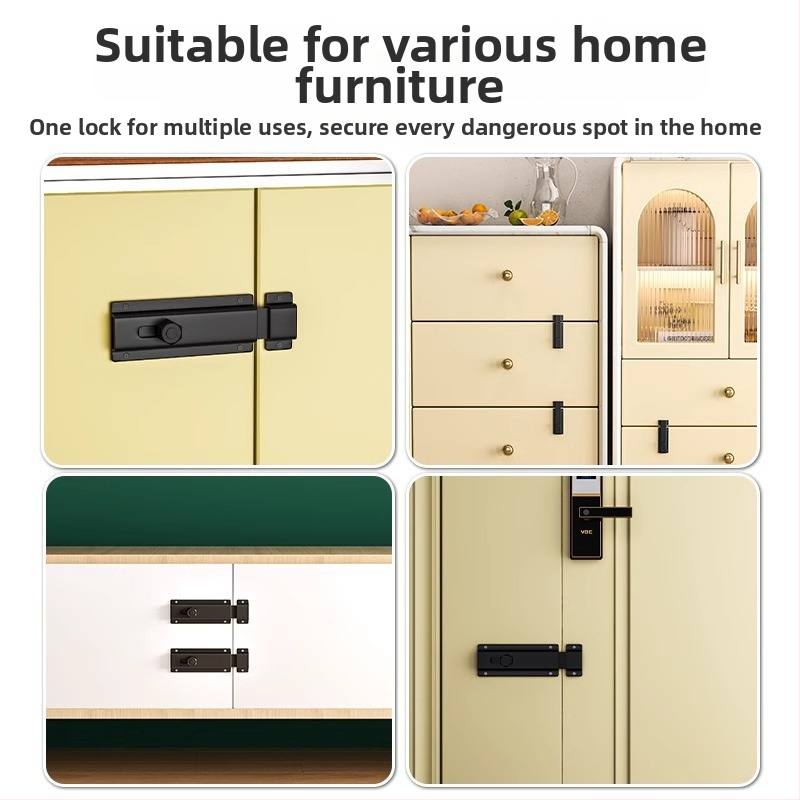 Zăvor pentru ușă din aliaj de aluminiu, anti-furt, fără găuri, pentru uși de cameră și baie (Model LL-LHJCX2024823, Brand The First Force)