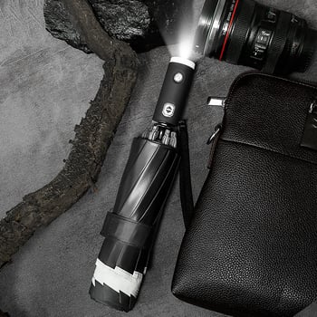 LED osvijetljeni automatski obrnuti kišobran, trostrani reklamni kišobran s UV zaštitom, aluminijski rebri