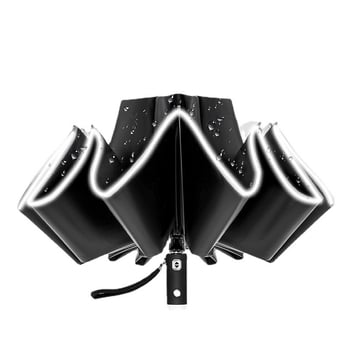 LED osvijetljeni automatski obrnuti kišobran, trostrani reklamni kišobran s UV zaštitom, aluminijski rebri