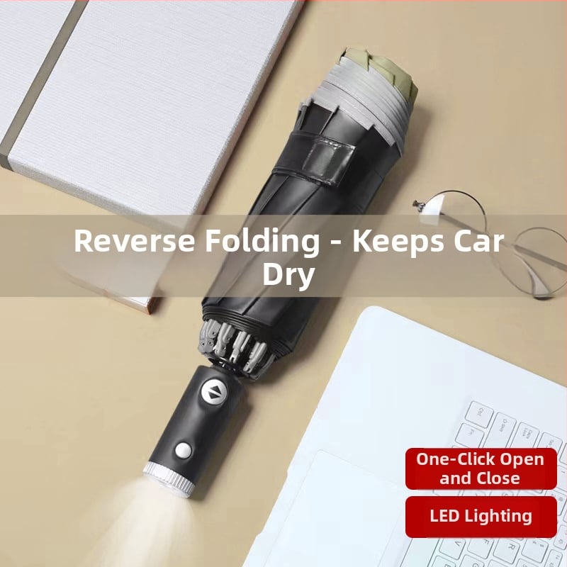 LED osvijetljeni automatski obrnuti kišobran, trostrani reklamni kišobran s UV zaštitom, aluminijski rebri