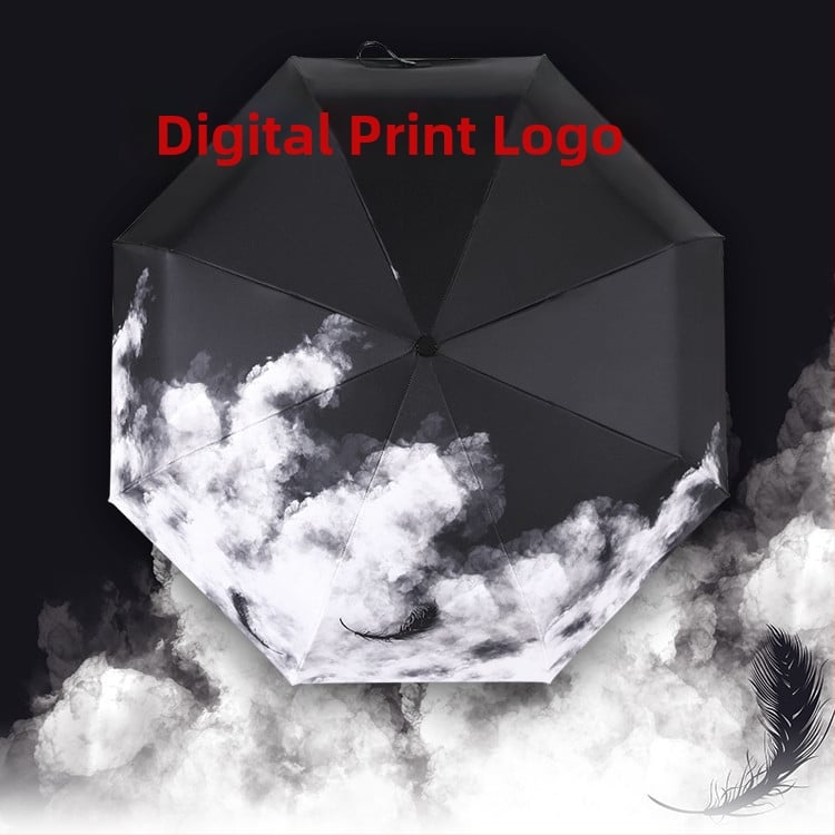 Reklamni kišobran s otiskom logotipa, tkanina Vinyl 190t, rebra od vlakana, aluminijski štap, automatsko otvaranje