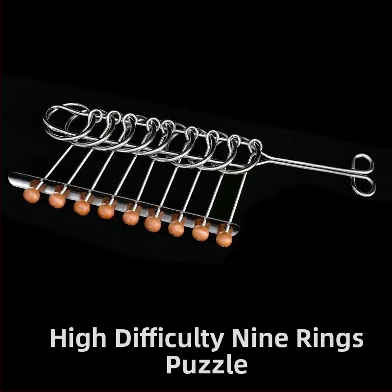 Metalni puzzle s devet prstenova — 8-dijelni set, edukativna igra za uzrast 15–35 godina