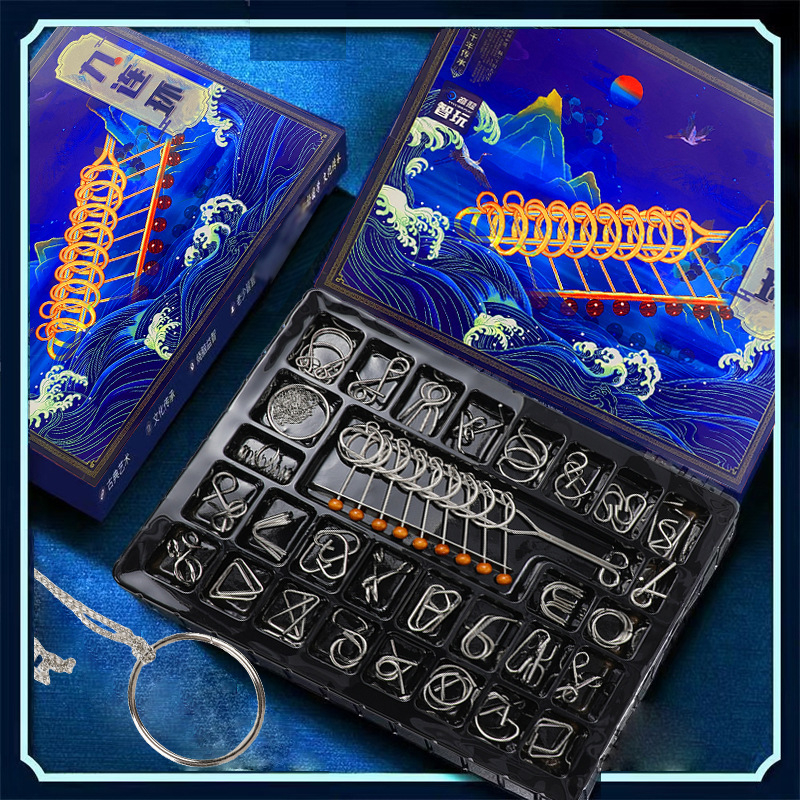 Metalni puzzle s devet prstenova — 8-dijelni set, edukativna igra za uzrast 15–35 godina