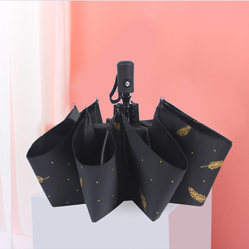 Automatska trokrilna kišobran s minimalističkim dizajnom, 8 rebara, željezni okvir i drška, UPF 50+, tkanina Impact Cloth 210t