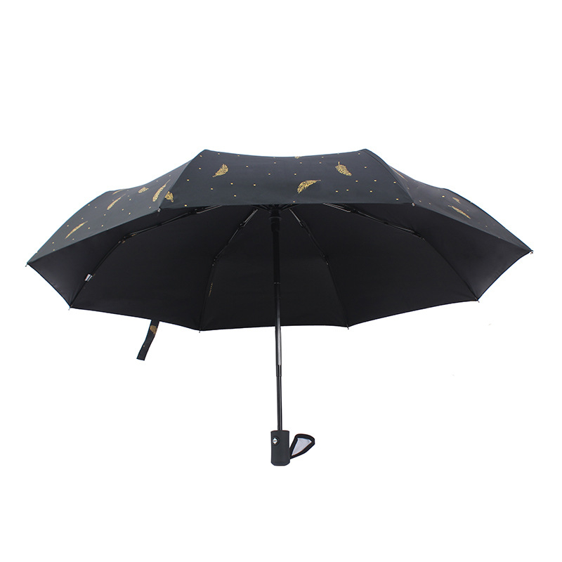 Automatska trokrilna kišobran s minimalističkim dizajnom, 8 rebara, željezni okvir i drška, UPF 50+, tkanina Impact Cloth 210t