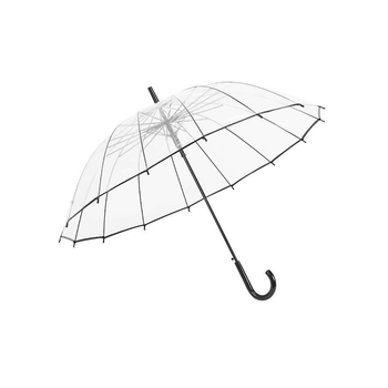 16-okraki ojačani prozirni poslovni kišobran s prilagođenim logotipom, automatsko otvaranje, duga drška — korporativni reklamni kišobrani, veleprodaja