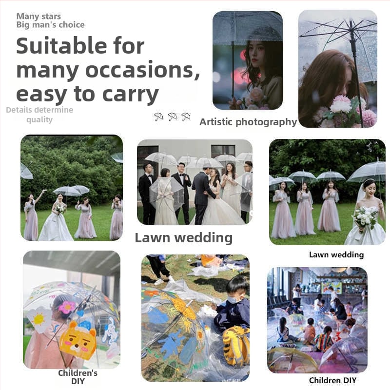 16-okraki ojačani prozirni poslovni kišobran s prilagođenim logotipom, automatsko otvaranje, duga drška — korporativni reklamni kišobrani, veleprodaja