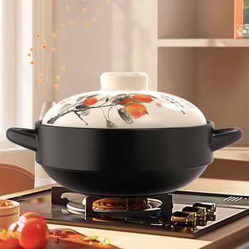 Vas ceramic de lut pentru orez, tocană și supă; compatibil cu flacără deschisă; rezistent la căldură, utilizare casnică