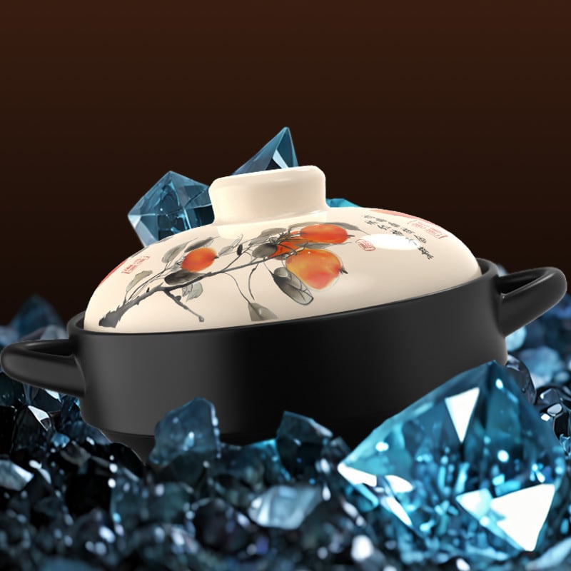 Vas ceramic de lut pentru orez, tocană și supă; compatibil cu flacără deschisă; rezistent la căldură, utilizare casnică