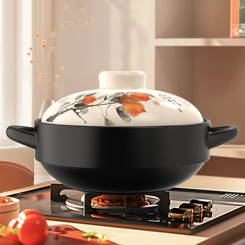 Vas ceramic de lut pentru orez, tocană și supă; compatibil cu flacără deschisă; rezistent la căldură, utilizare casnică