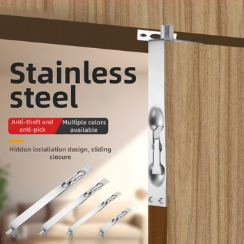 L-tip skriveni čep za vrata, od nehrđajućeg čelika, mat završna obrada (Double-hole concealed bolt; F-type latch; Stainless steel; Brushed finish; New Chinese style)