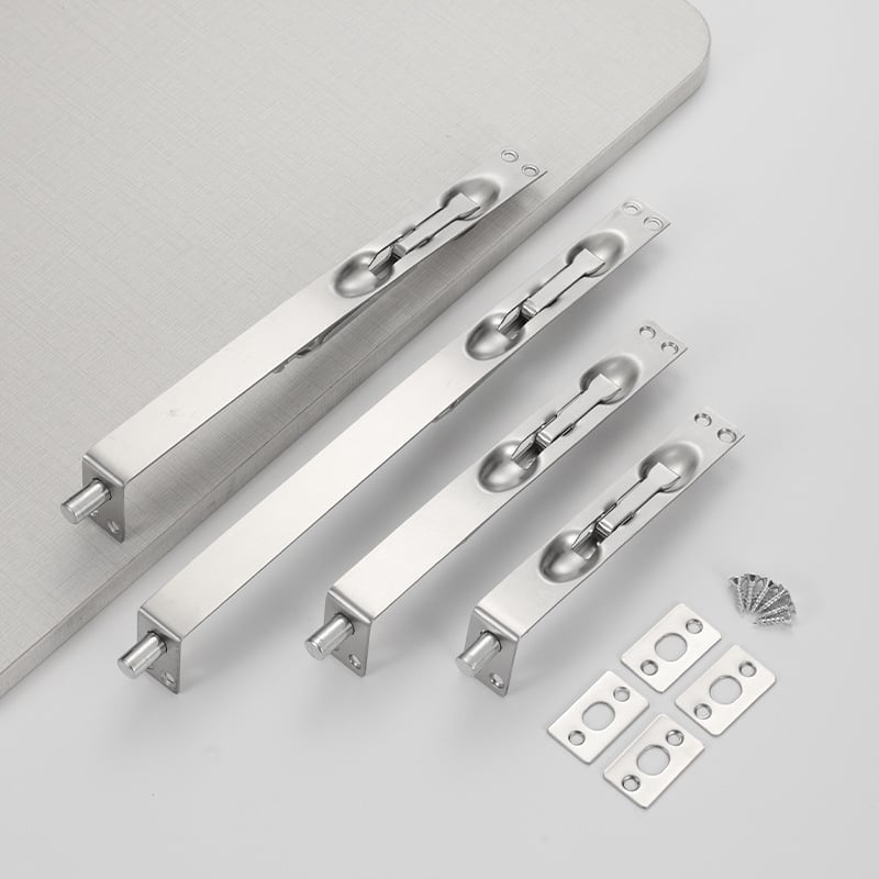 L-tip skriveni čep za vrata, od nehrđajućeg čelika, mat završna obrada (Double-hole concealed bolt; F-type latch; Stainless steel; Brushed finish; New Chinese style)