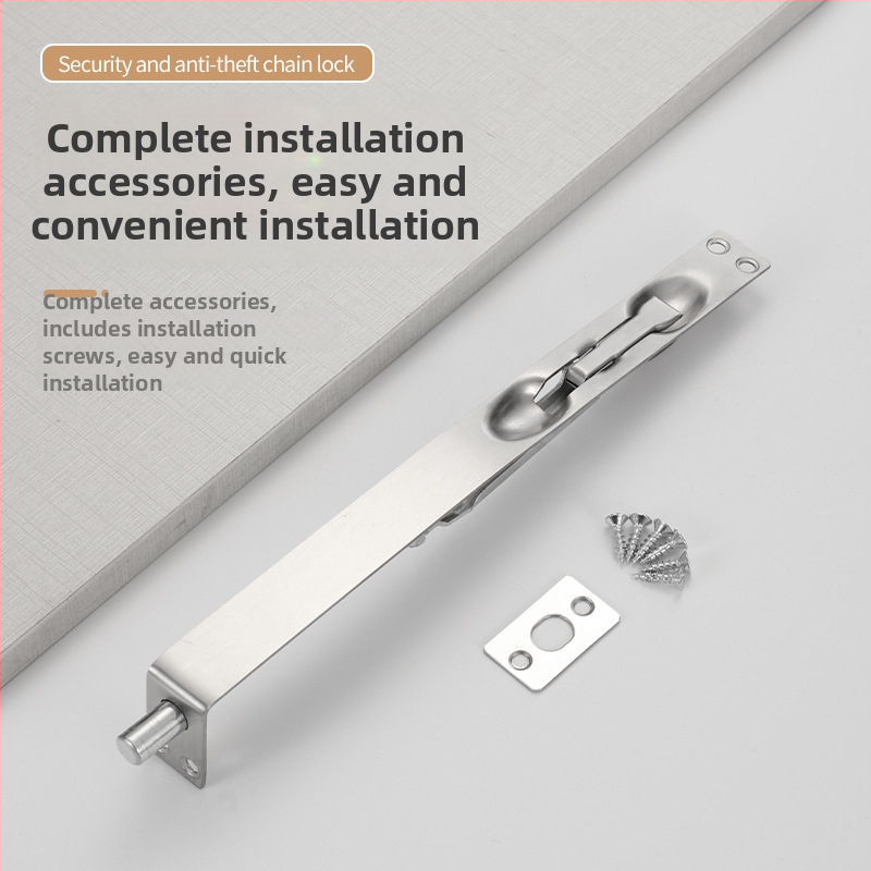 L-tip skriveni čep za vrata, od nehrđajućeg čelika, mat završna obrada (Double-hole concealed bolt; F-type latch; Stainless steel; Brushed finish; New Chinese style)