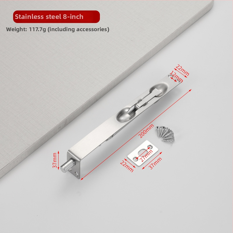 L-tip skriveni čep za vrata, od nehrđajućeg čelika, mat završna obrada (Double-hole concealed bolt; F-type latch; Stainless steel; Brushed finish; New Chinese style)
