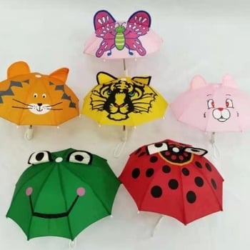 Dječji 3D kišni kišobran s oblikom životinjskih ušiju, karikaturni dizajn, najlonska navlaka 190T, 6 rebara od vlakna, čelična šipka, plastična ručka, ručno otvaranje