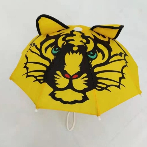 Dječji 3D kišni kišobran s oblikom životinjskih ušiju, karikaturni dizajn, najlonska navlaka 190T, 6 rebara od vlakna, čelična šipka, plastična ručka, ručno otvaranje