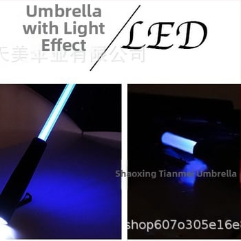 LED osvijetljeni kišobran sa srednjim drškom, automatsko otvaranje, ručno zatvaranje, 8 rebara od vlakana, EVA osovina, mogućnost prilagođenog logotipa