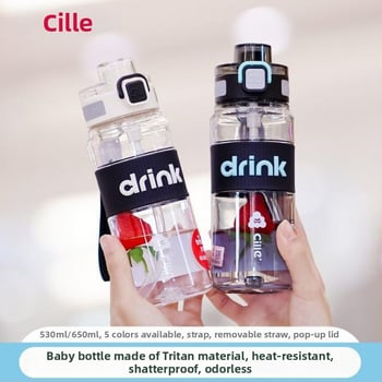 Tritan čaša za vodu za djecu – velik kapacitet, prijenosna, za piće izravno, otporna na padove, sportska čaša