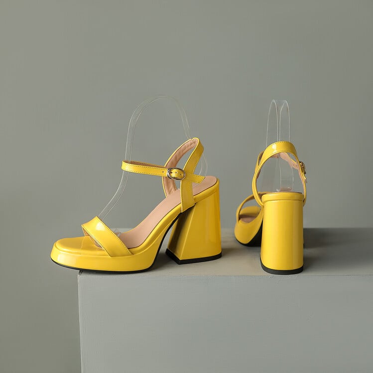 Sandale damă cu deget deschis și design gol, cataramă, partea superioară din microfibră, talpă din cauciuc, vârf rotund