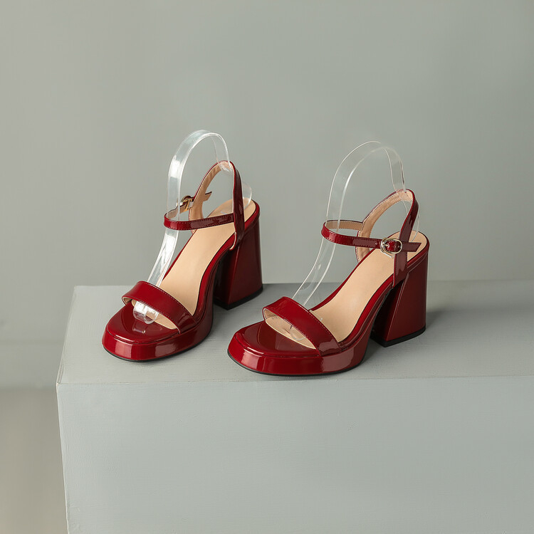 Sandale damă cu deget deschis și design gol, cataramă, partea superioară din microfibră, talpă din cauciuc, vârf rotund