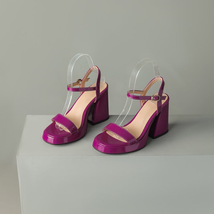 Sandale damă cu deget deschis și design gol, cataramă, partea superioară din microfibră, talpă din cauciuc, vârf rotund