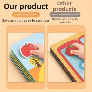 Tiha knjižica-igračka za bebe, za uzrast 0–12 mjeseci, s Velcro trakom i žvačkim dijelovima