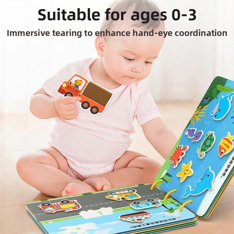 Tiha knjižica-igračka za bebe, za uzrast 0–12 mjeseci, s Velcro trakom i žvačkim dijelovima