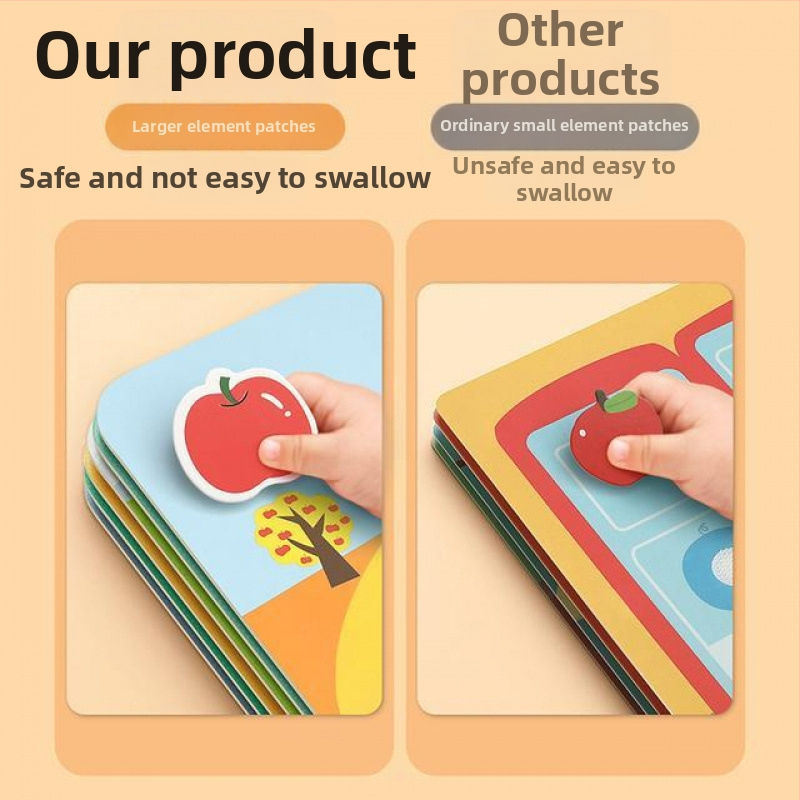 Tiha knjižica-igračka za bebe, za uzrast 0–12 mjeseci, s Velcro trakom i žvačkim dijelovima