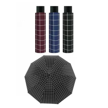 Vinil karirani sklopivi kišobran s UPF 30+ zaštitom od sunca, ručno otvaranje/zatvaranje, okvir od željeza s 10 rebara, tkanina 190T vinil, mogućnost otiska logotipa