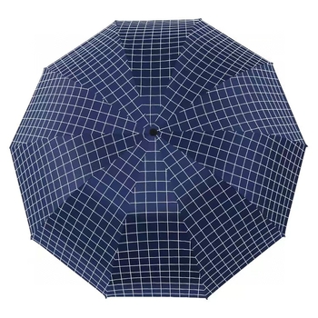 Vinil karirani sklopivi kišobran s UPF 30+ zaštitom od sunca, ručno otvaranje/zatvaranje, okvir od željeza s 10 rebara, tkanina 190T vinil, mogućnost otiska logotipa