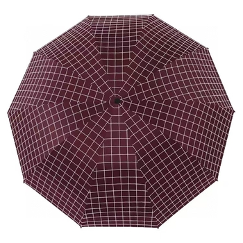 Vinil karirani sklopivi kišobran s UPF 30+ zaštitom od sunca, ručno otvaranje/zatvaranje, okvir od željeza s 10 rebara, tkanina 190T vinil, mogućnost otiska logotipa