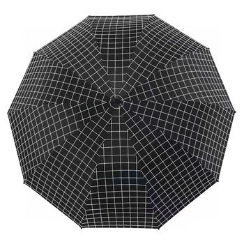 Vinil karirani sklopivi kišobran s UPF 30+ zaštitom od sunca, ručno otvaranje/zatvaranje, okvir od željeza s 10 rebara, tkanina 190T vinil, mogućnost otiska logotipa