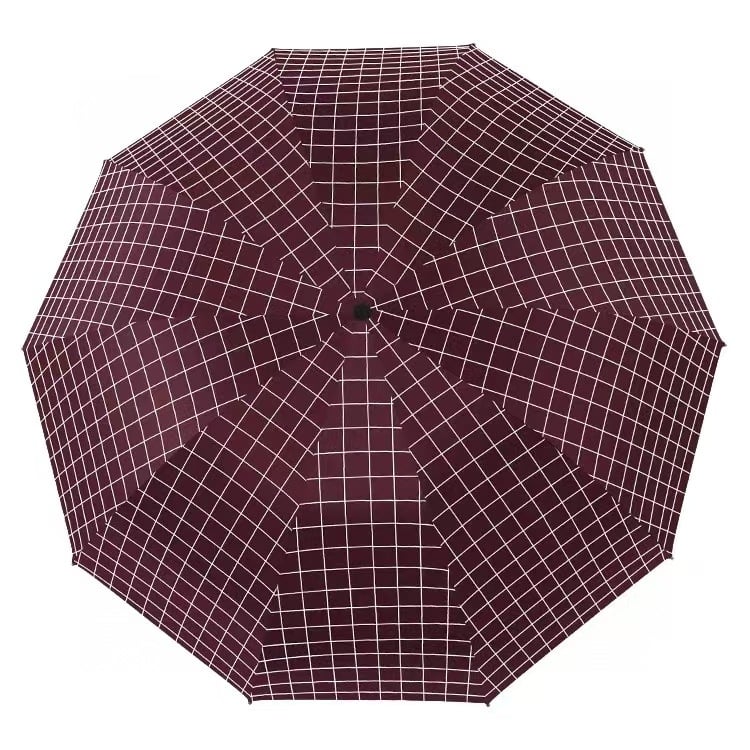 Vinil karirani sklopivi kišobran s UPF 30+ zaštitom od sunca, ručno otvaranje/zatvaranje, okvir od željeza s 10 rebara, tkanina 190T vinil, mogućnost otiska logotipa