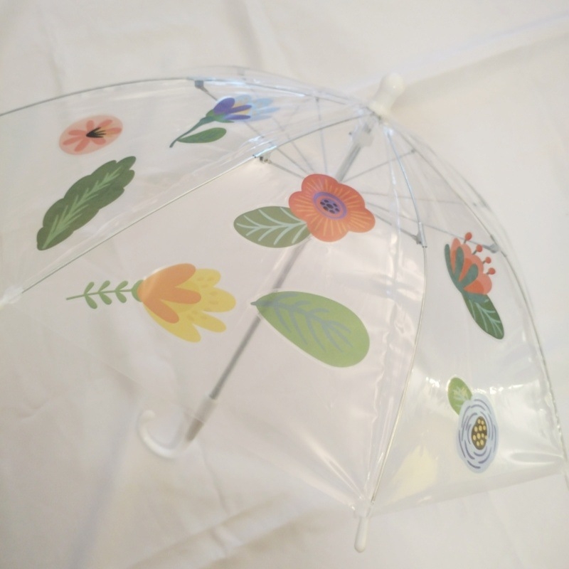 Dječji prozirni kišobran s 8 metalnih rebara, aluminijska šipka, ručno otvaranje i zatvaranje, mogućnost ispisa logotipa i prilagodbe