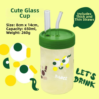 Staklena čaša sa slamkom za ured – odrasli – Marka: Other – Uvoz: Ne – Poklon: Ne