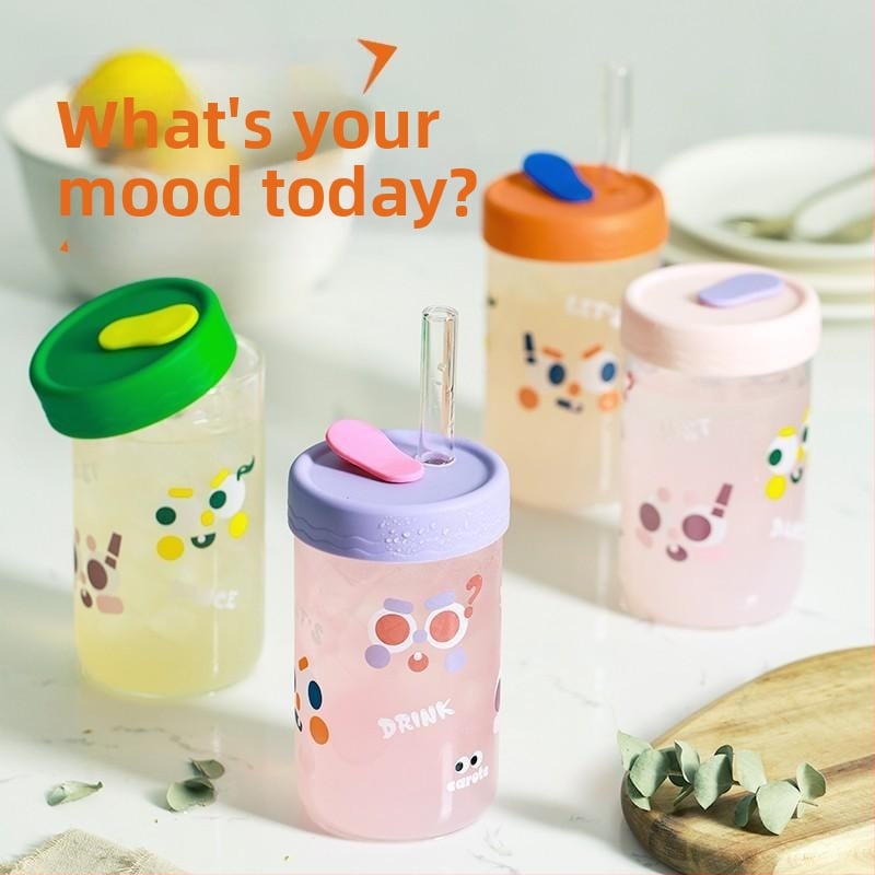 Staklena čaša sa slamkom za ured – odrasli – Marka: Other – Uvoz: Ne – Poklon: Ne