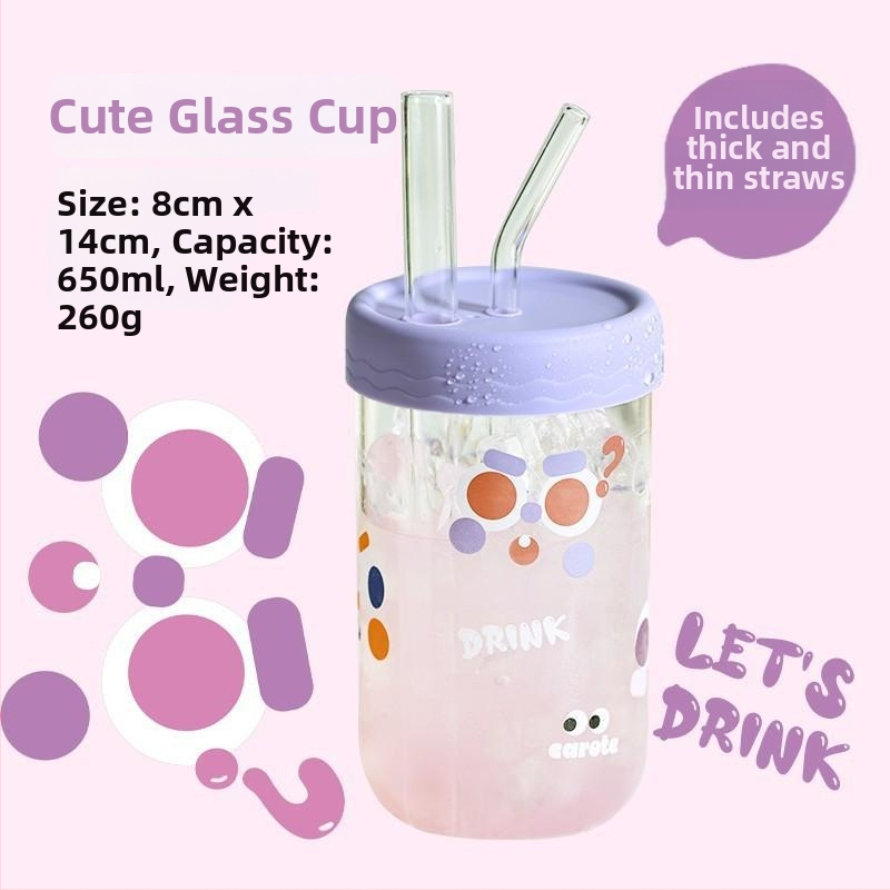 Staklena čaša sa slamkom za ured – odrasli – Marka: Other – Uvoz: Ne – Poklon: Ne