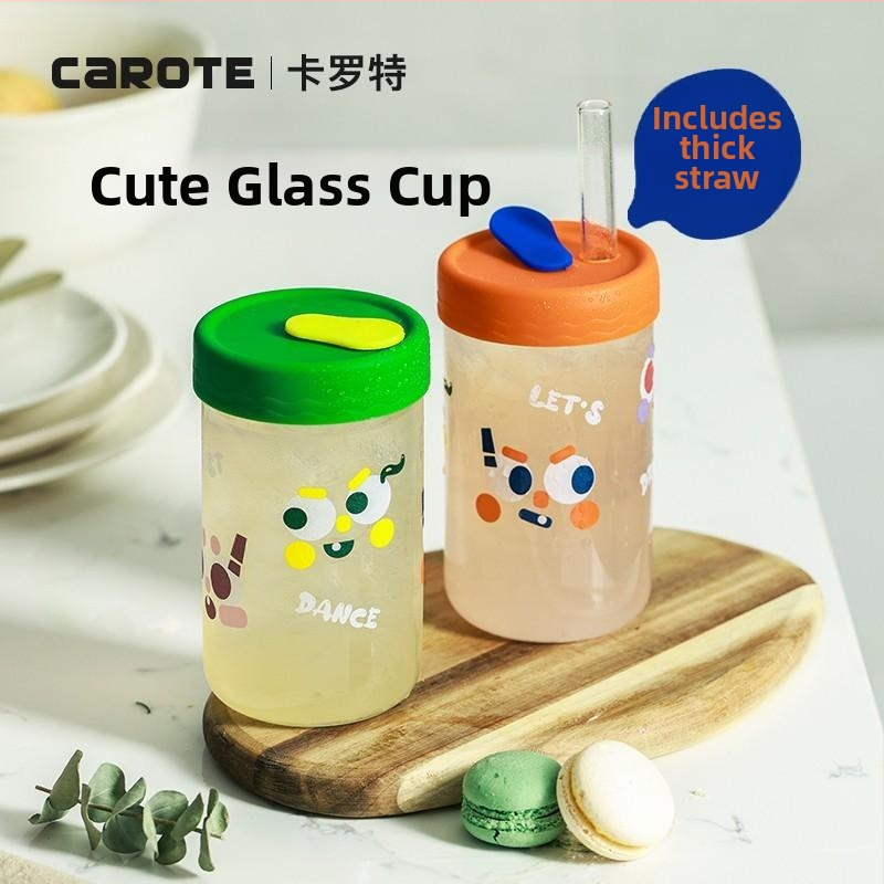 Staklena čaša sa slamkom za ured – odrasli – Marka: Other – Uvoz: Ne – Poklon: Ne