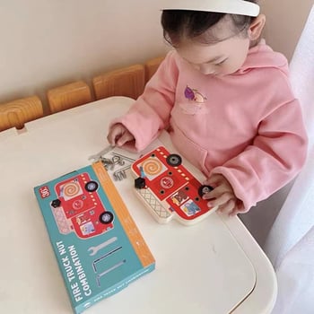 Drvene Montessori puzzle blokovi za otključavanje, za djecu 4–6 godina, podrijetlo Zhejiang, pakiranje u šarenoj kutiji.