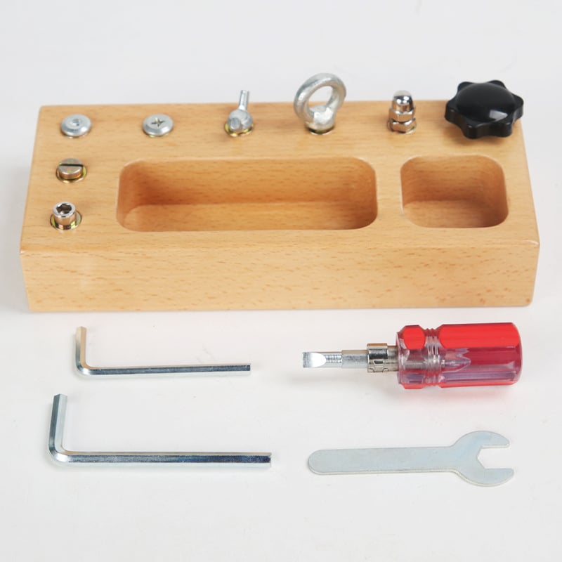 Drvene Montessori puzzle blokovi za otključavanje, za djecu 4–6 godina, podrijetlo Zhejiang, pakiranje u šarenoj kutiji.