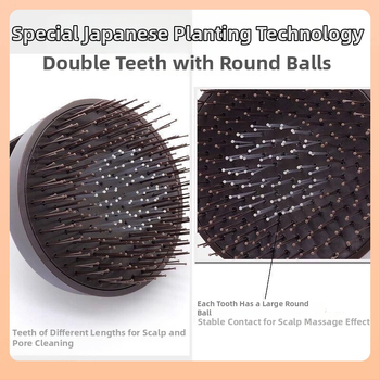 Drevená šampónová kefka na masáž pokožky hlavy a hlboké čistenie mokrých vlasov