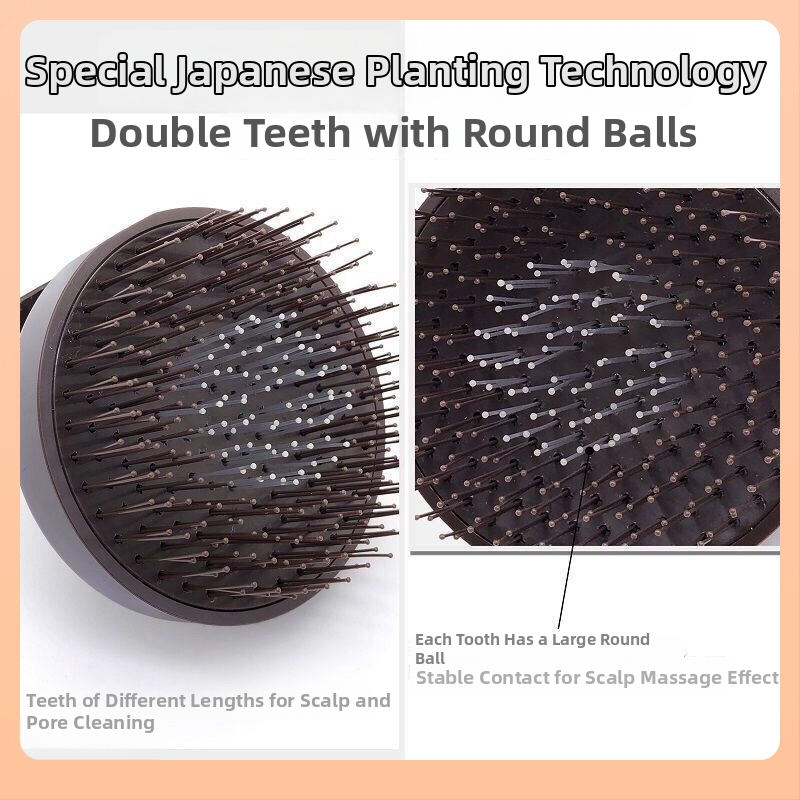 Drevená šampónová kefka na masáž pokožky hlavy a hlboké čistenie mokrých vlasov