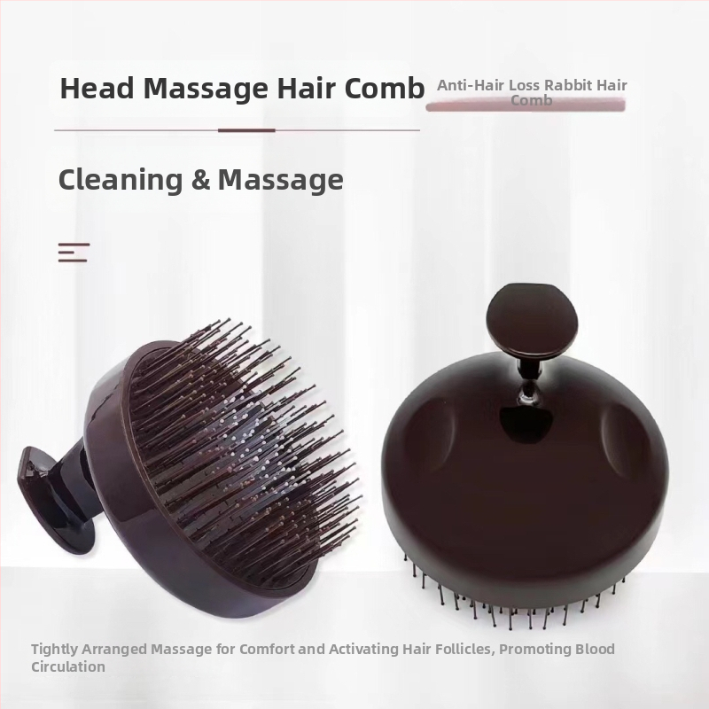 Drevená šampónová kefka na masáž pokožky hlavy a hlboké čistenie mokrých vlasov